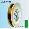 Drut stalowy 0.3mm duża szpula 100 mb kolor :zielony . Kod: DR-JK100-54